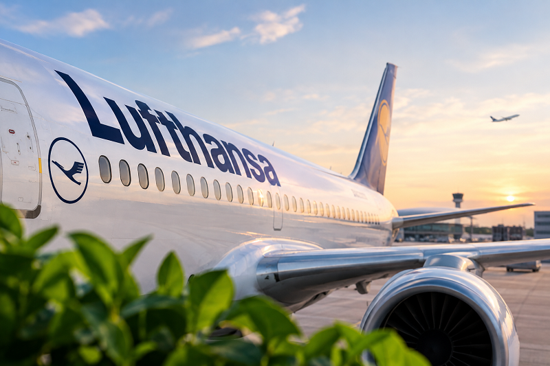 Avión Lufthansa al amanecer
